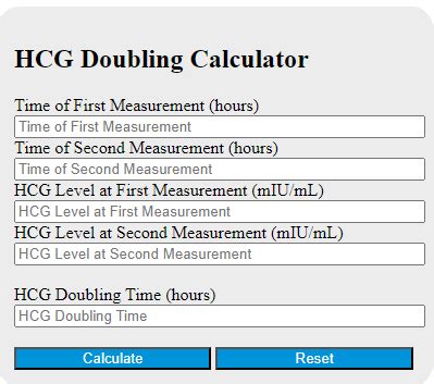 HCG Doubling Time Calculator .